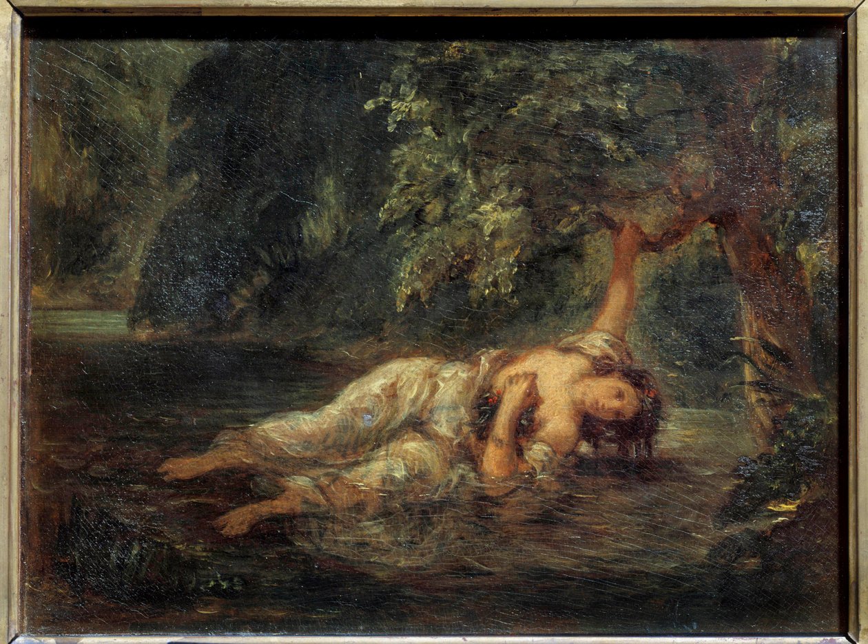 Śmierć Ophelie Ilustracja do „Hamleta” Williama Szekspira. Obraz Eugene Delacroix (1798-1863) niedz. 0,23x0,3 m² autorstwa Ferdinand Victor Eugene Delacroix