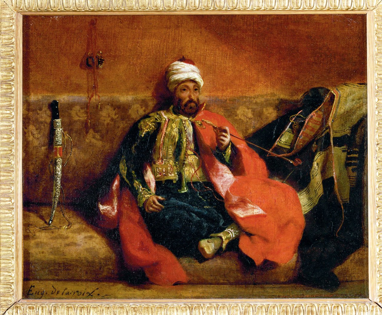 Turk fumant, assis sur un divan - Turek, palący na kanapie ... autorstwa Ferdinand Victor Eugene Delacroix