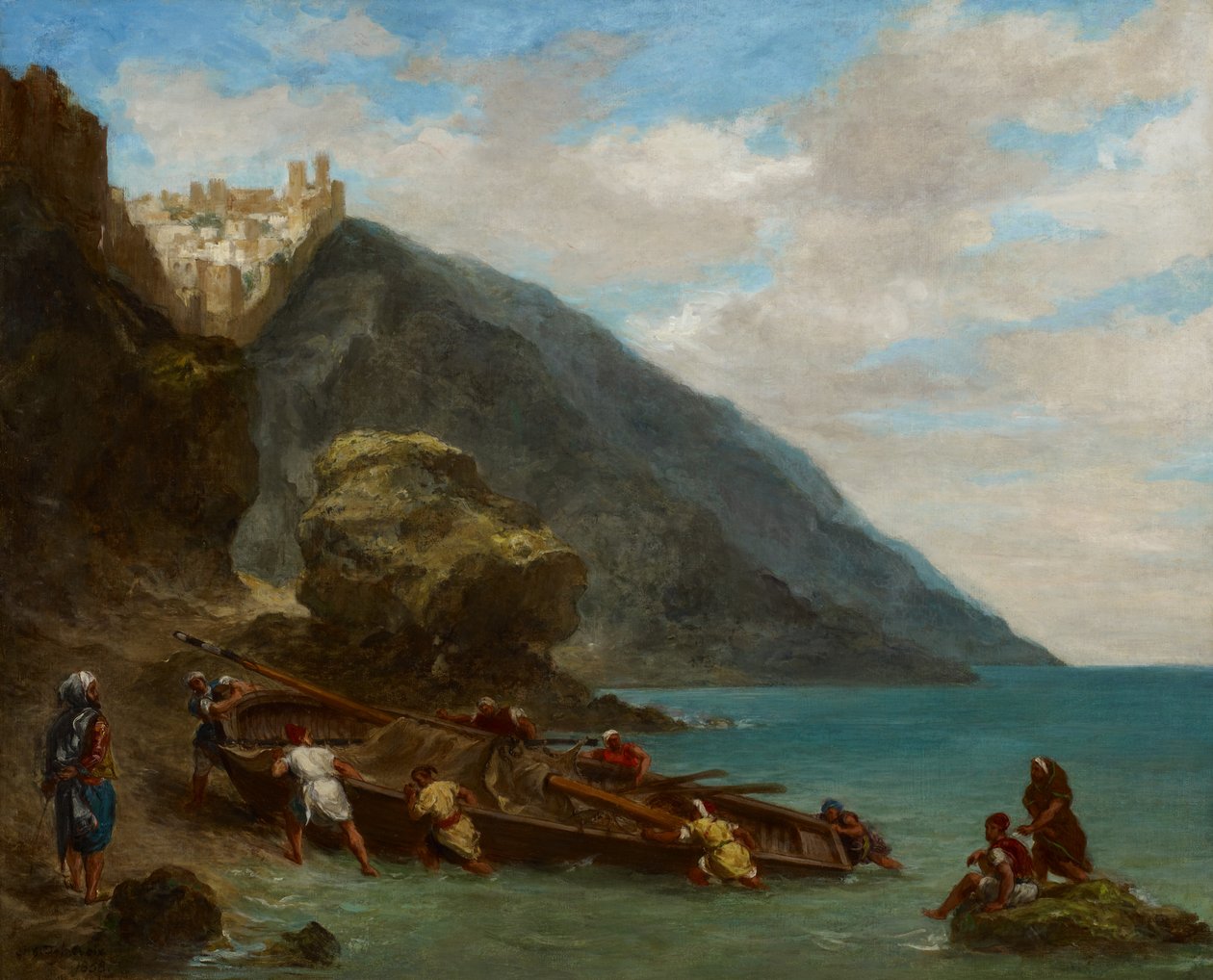 Widok na Tanger od strony morza autorstwa Ferdinand Victor Eugene Delacroix