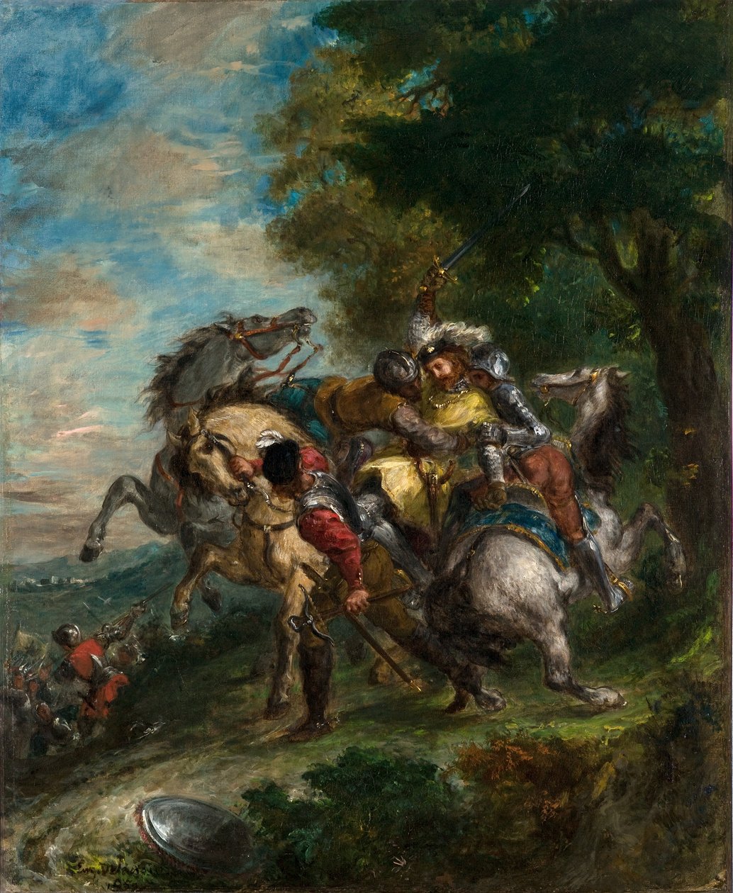 Weislingen schwytany przez ludzi Gotza autorstwa Ferdinand Victor Eugene Delacroix