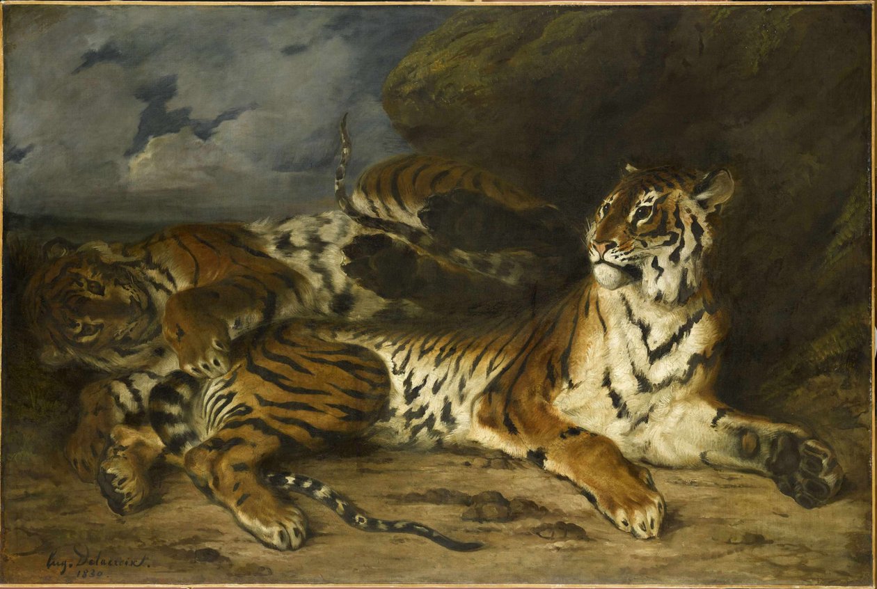 Młody tygrys bawiący się z matką, 1830. autorstwa Ferdinand Victor Eugene Delacroix