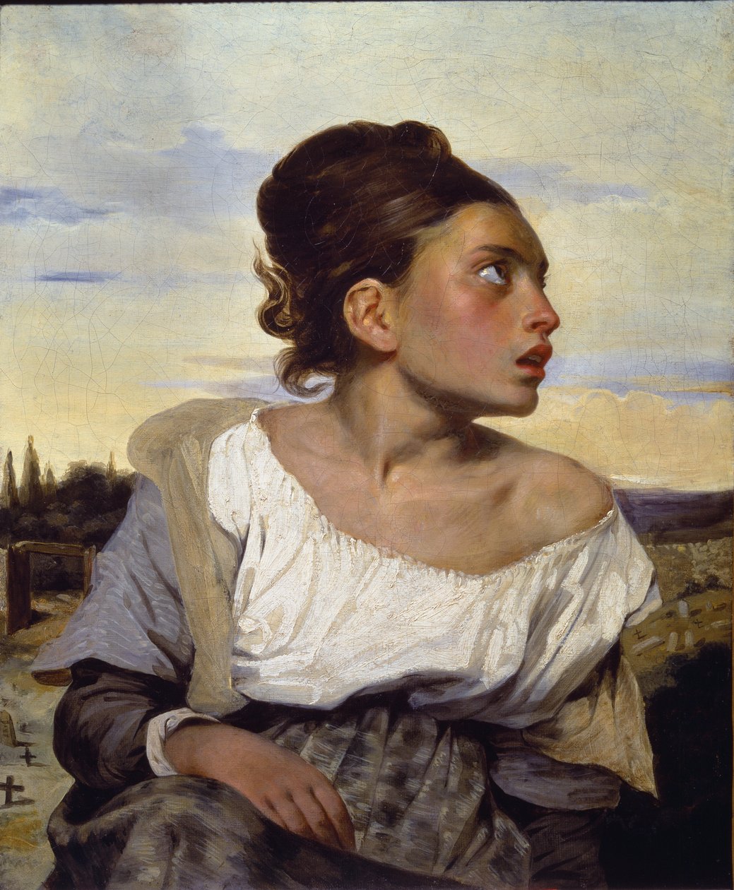 Młoda sierota na cmentarzu - olej na płótnie autorstwa Ferdinand Victor Eugene Delacroix