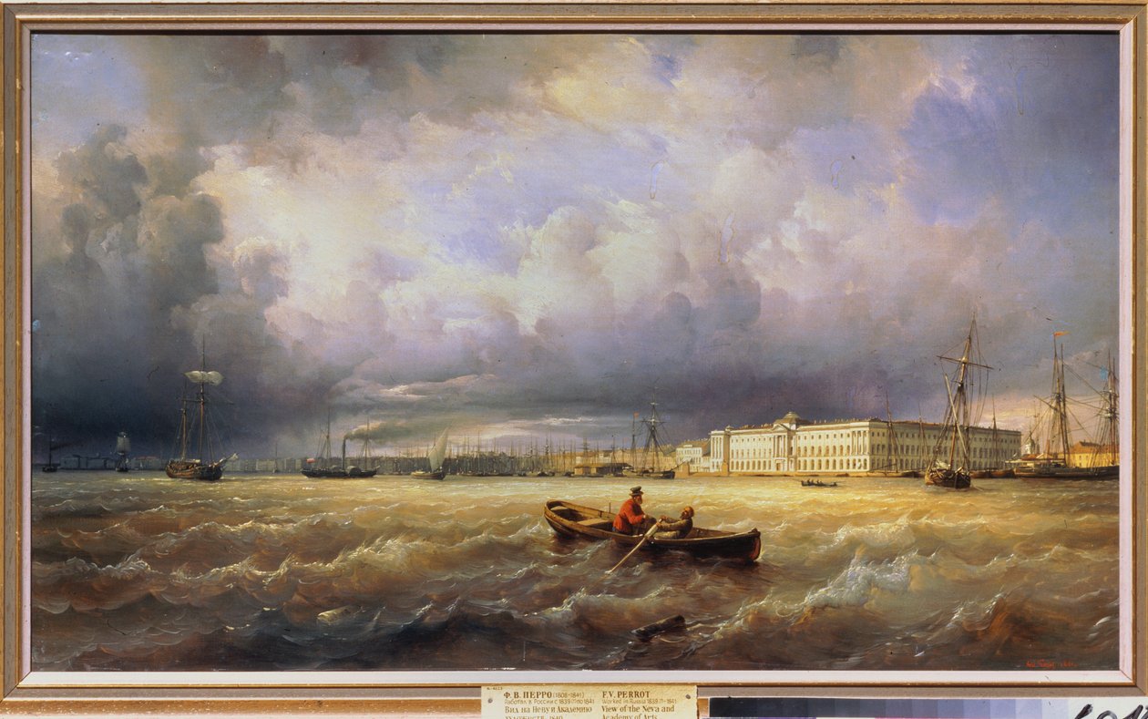 Widok Akademii Sztuk Pięknych od strony Newy w Petersburgu. Obraz Ferdinanda Victora Perrota (1808-1841), olej na płótnie autorstwa Ferdinand Victor Perrot