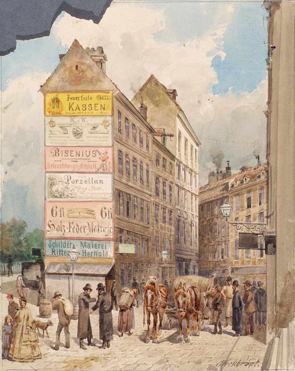 Kohlmessergasse i Salzgries w Ruprechtsstiege autorstwa Ferdinand Weckbrodt