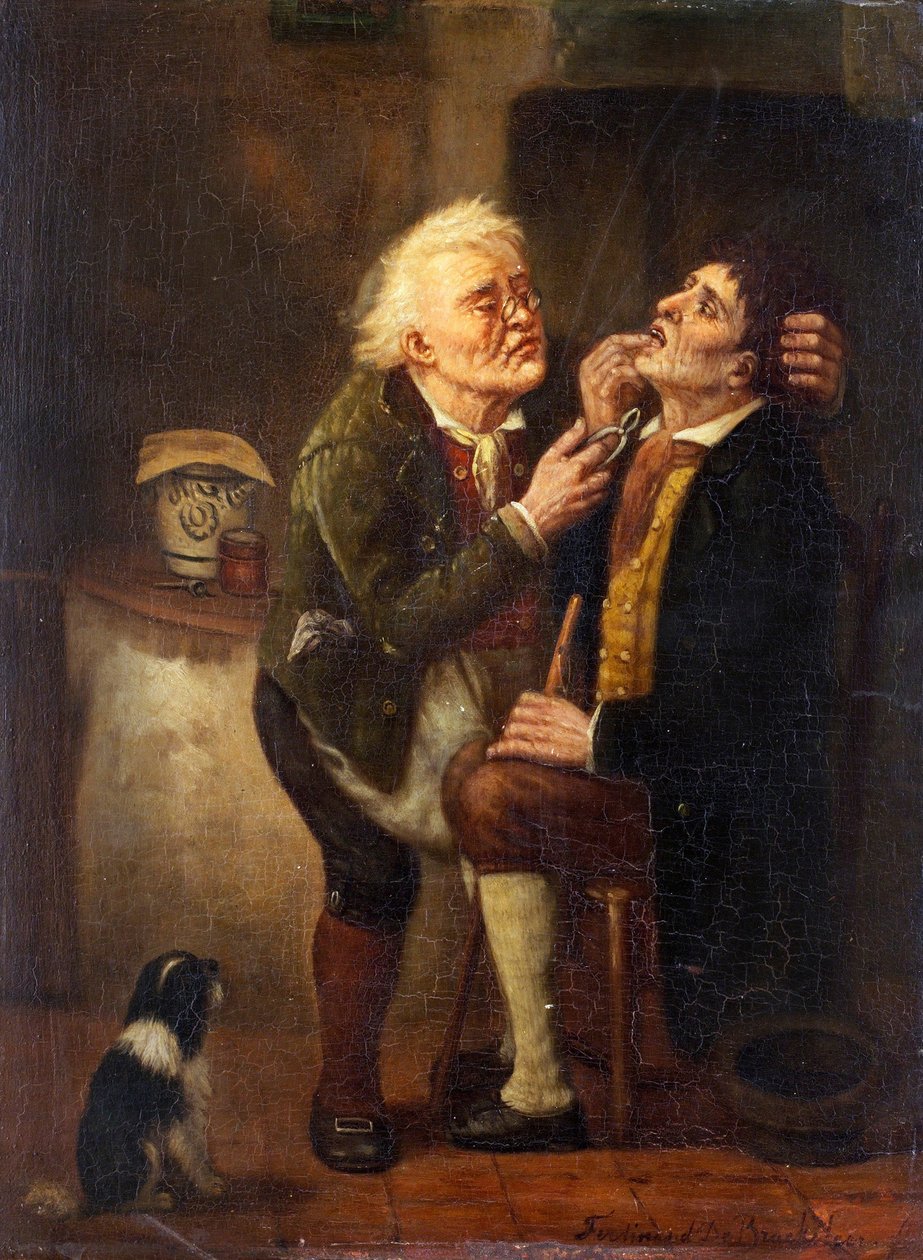 U dentysty - Obraz Ferdinanda de Braekeleer Starszego (1792-1883), olej na drewnie (39x28,5 cm) autorstwa Ferdinand de Braekeleer