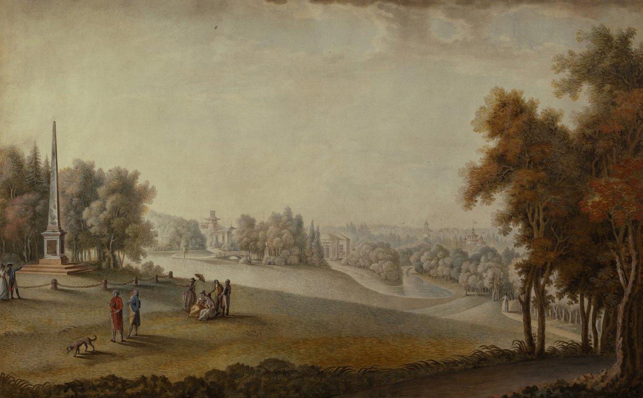 Widok parku w Carskim Siole, 1793 autorstwa Ferdinand de Meys