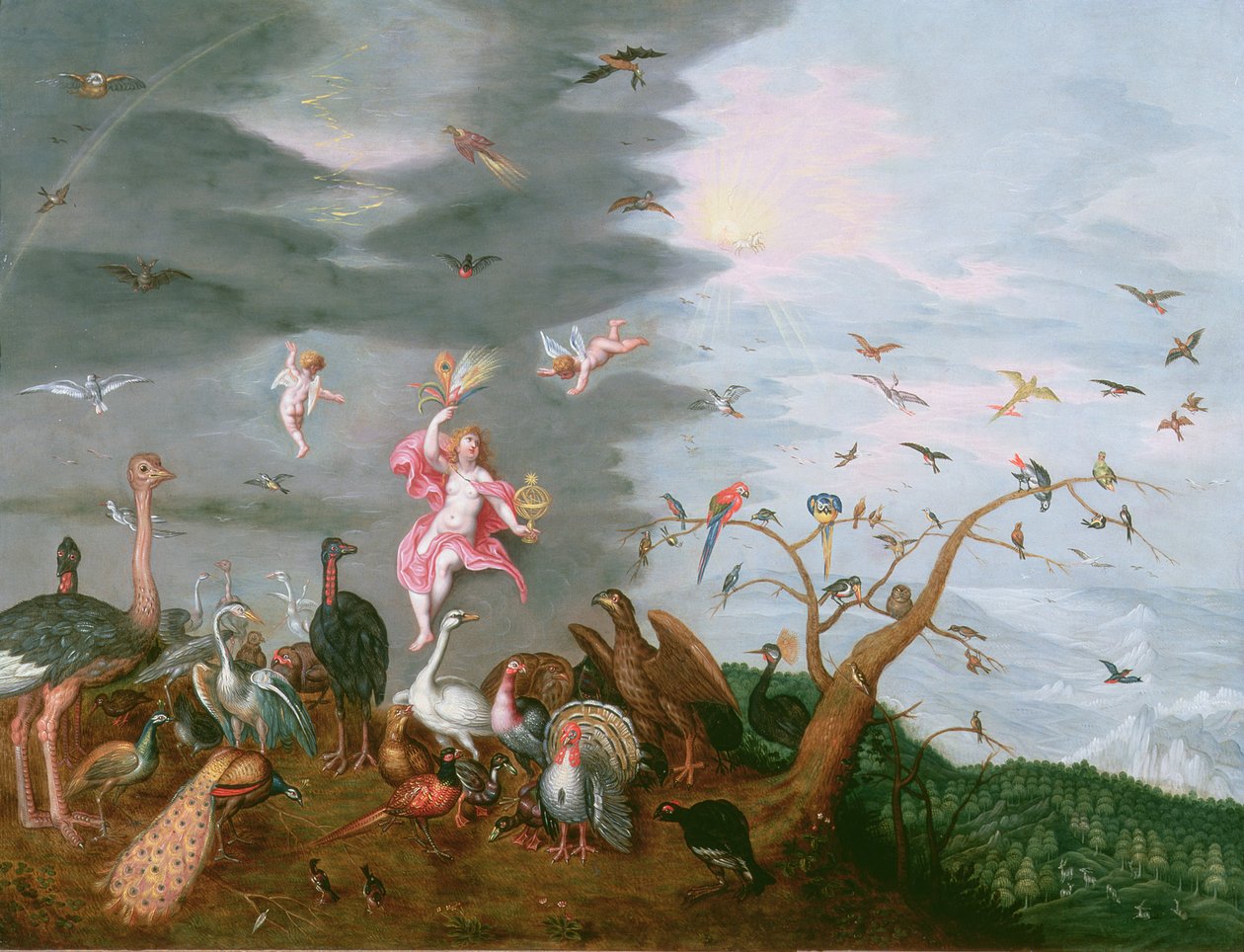 Alegoria Powietrza (olej na miedzi) autorstwa Ferdinand van Kessel