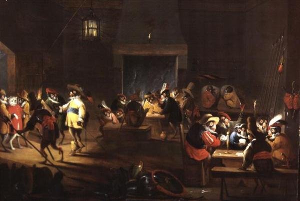 Małpy we wnętrzu tawerny autorstwa Ferdinand van Kessel