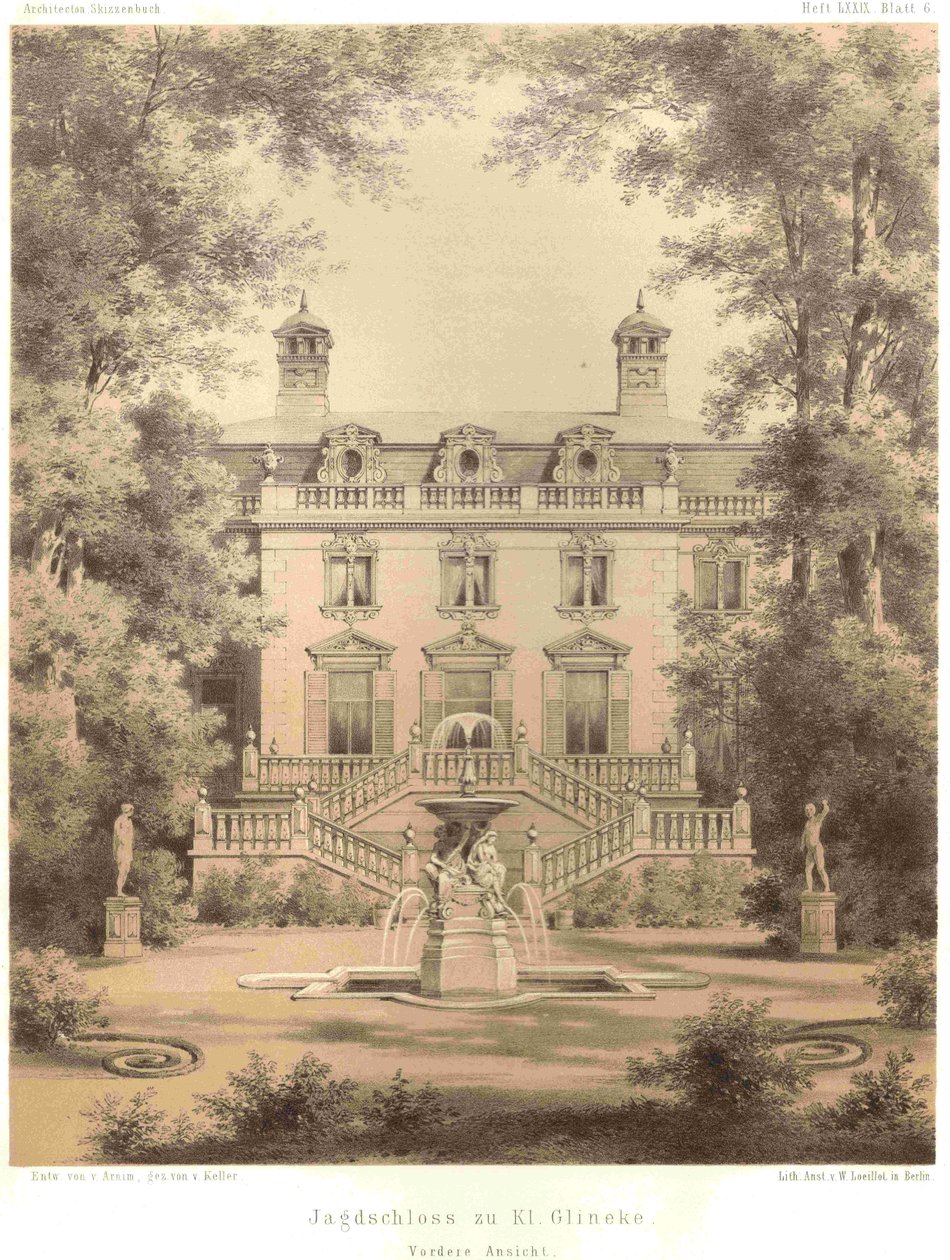 Berlin Jagdschloss Glienicke widok z przodu autorstwa Ferdinand von Arnim