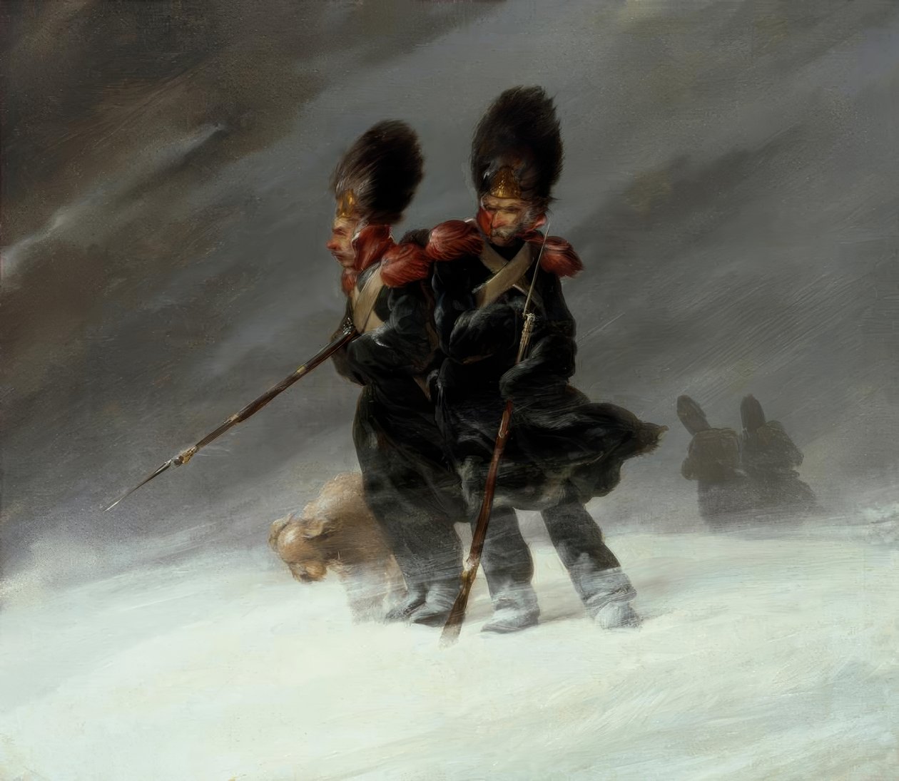 Grenadierzy na śniegu autorstwa Louis Ferdinand von Rayski
