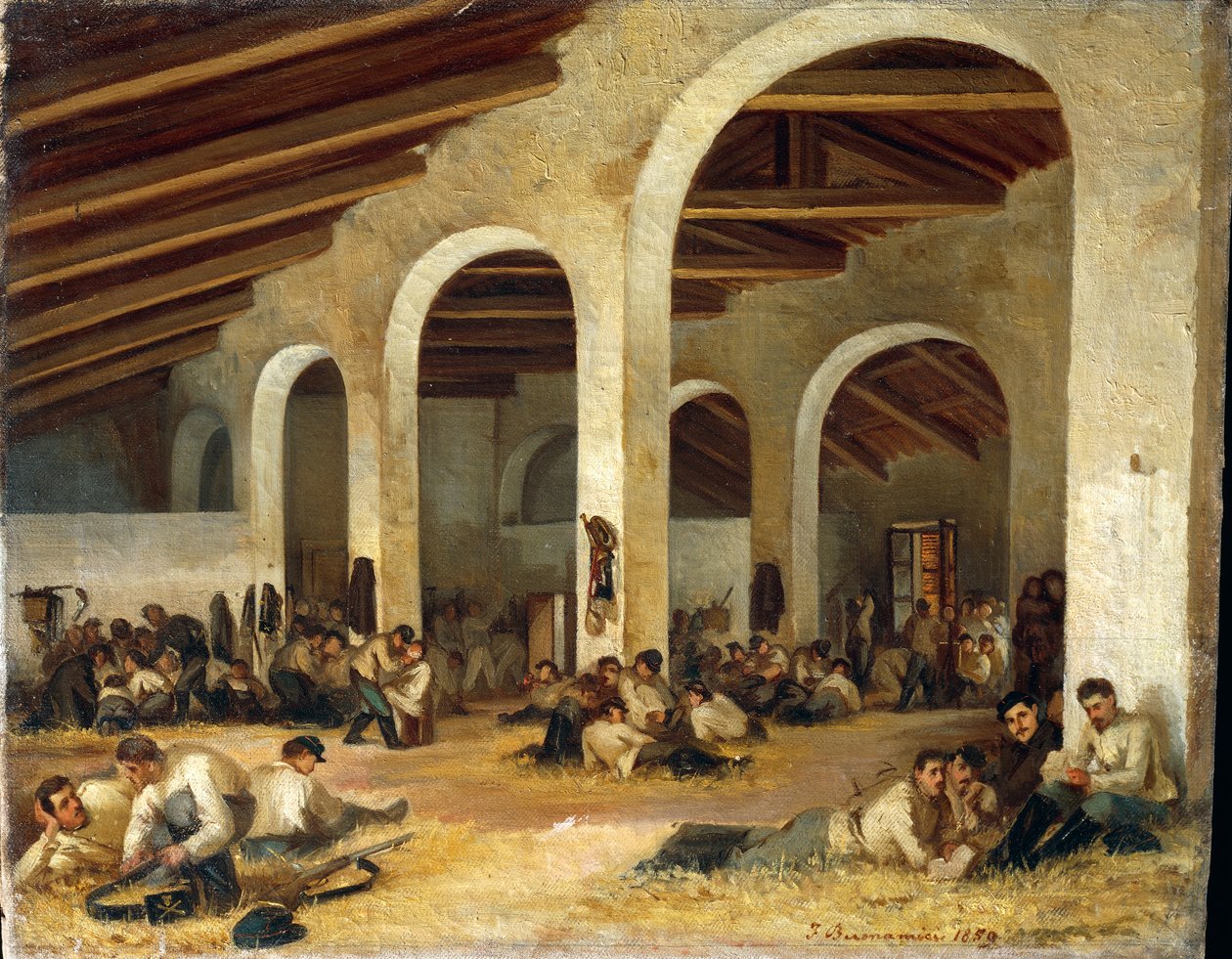 Koszary w Modenie, reż. Ferdinando Buonamici, olej na płótnie autorstwa Ferdinando Buonamici
