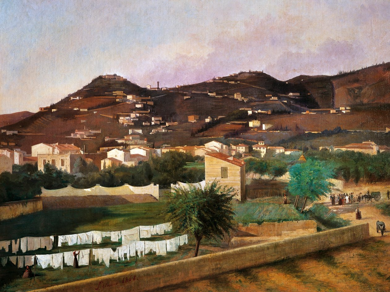 Widok na wzgórze Fiesole – Ferdinando Buonamici (1820-92), olej na płótnie, 88x119 cm autorstwa Ferdinando Buonamici