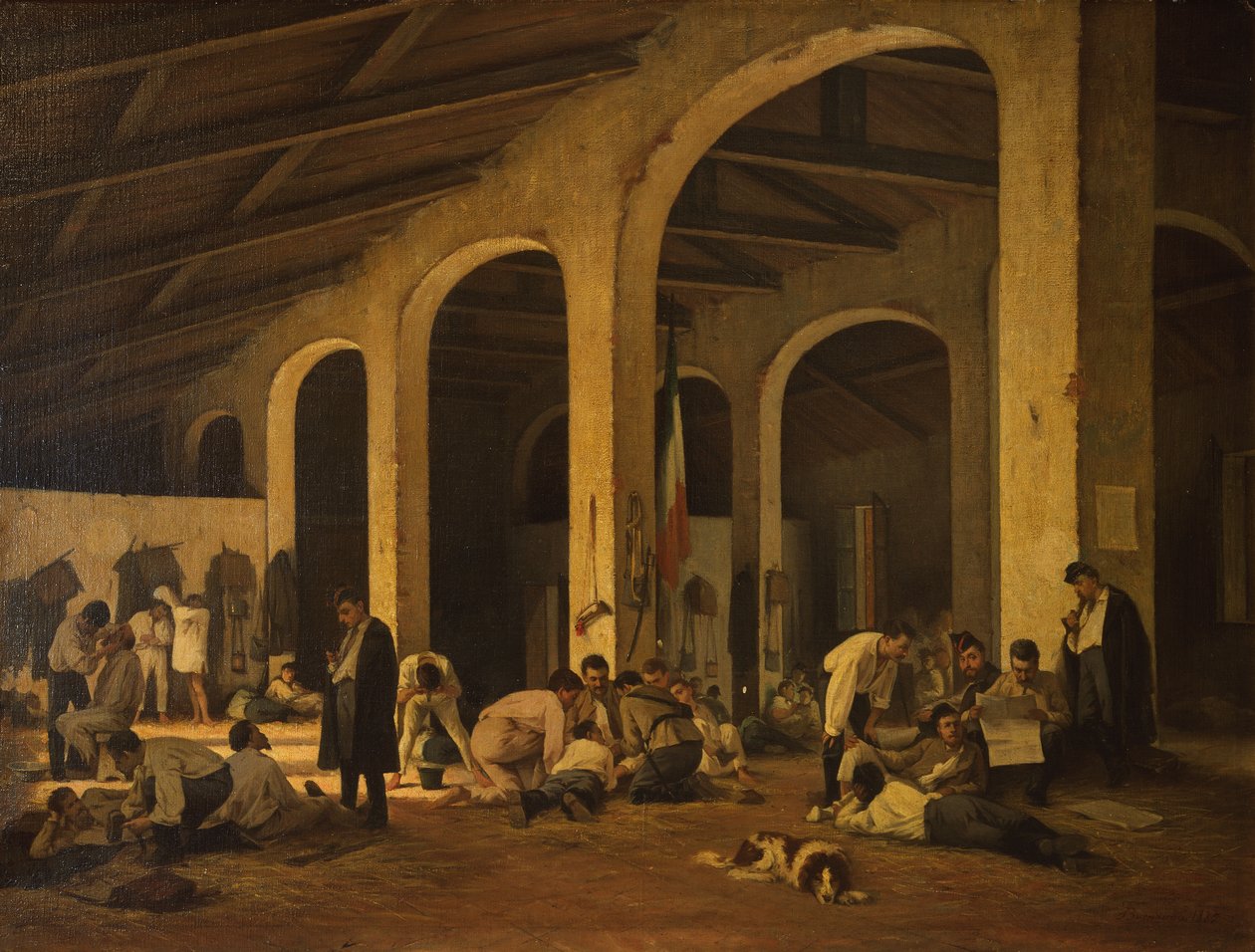 Toskańscy artyści-wolontariusze w koszarach w Modenie autorstwa Ferdinando Buonamici