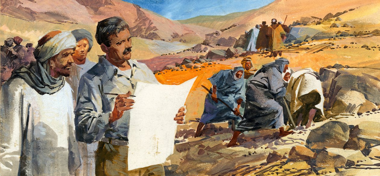 Howard Carter poszukujący grobowca Tutenchamona autorstwa Ferdinando Tacconi