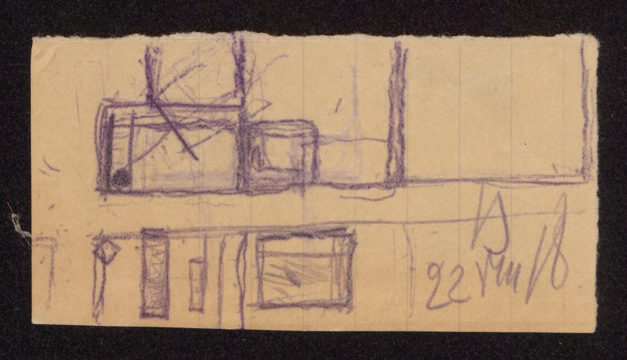 Entwürfe für den Umbau der "Mauer" in Bohdanów - Plan der Gutshofanlagen (?) autorstwa Ferdynand Ruszczyc