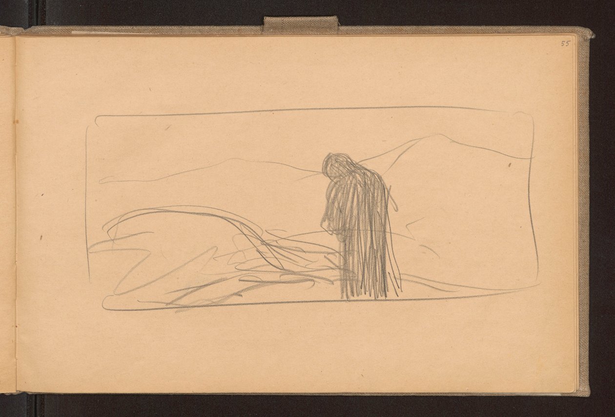 Recto: Der Tod des Pegasus; Verso: Skizzen von gekreuzten Ähren, Entwurf für die Dekoration der Ausgabe "Żurawce" Wl. 1910 autorstwa Ferdynand Ruszczyc