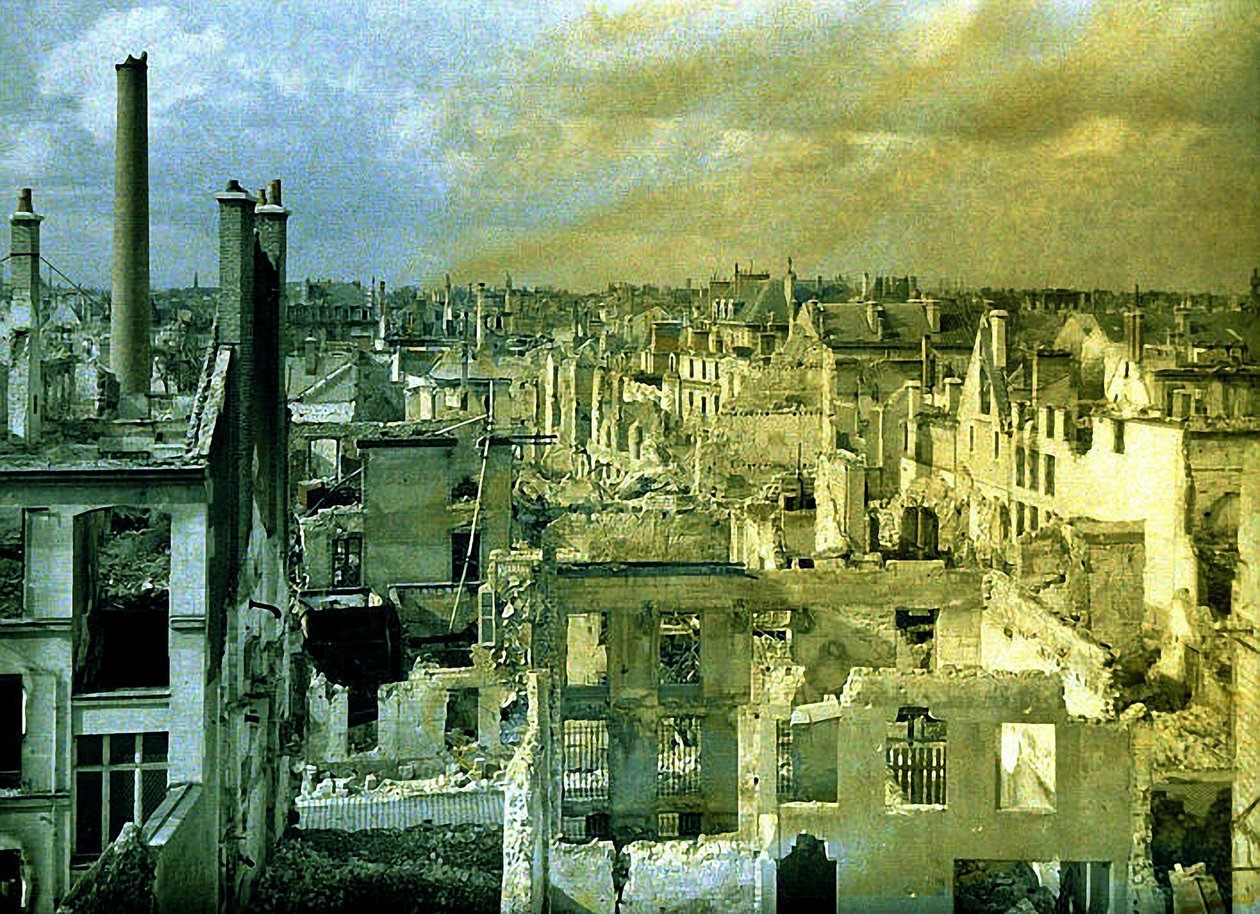 Panorama ruin miasta, Reims, Marna, Francja, 1917 (autochrom) autorstwa Fernand Cuville