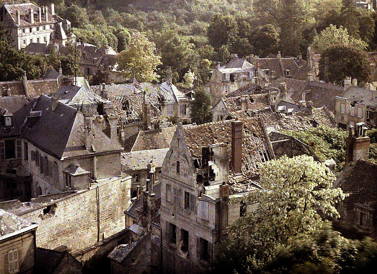Widok Soissons, Aisne, Francja, 1917 (autochrom) autorstwa Fernand Cuville