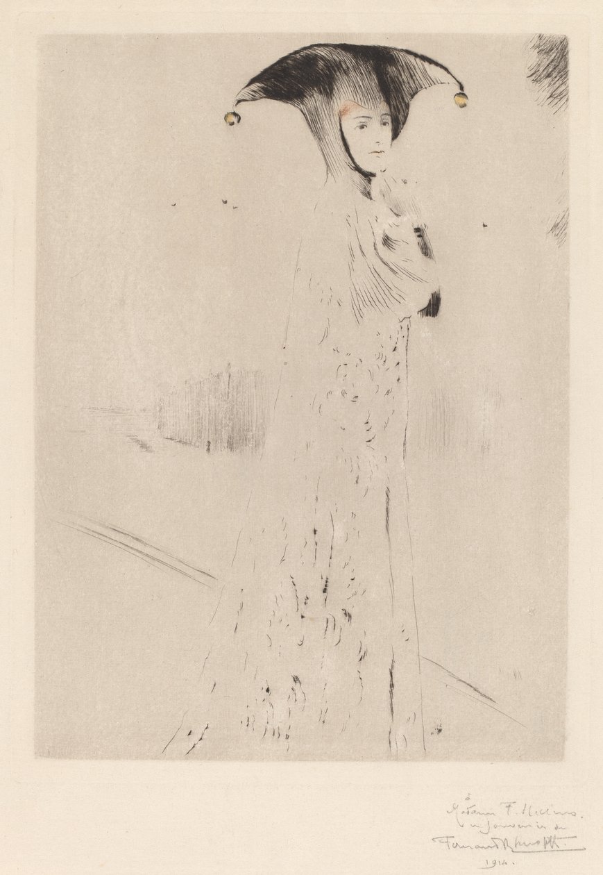 The Bells, 1905 (sucha igła i kredka na papierze wykładanym) autorstwa Fernand Khnopff