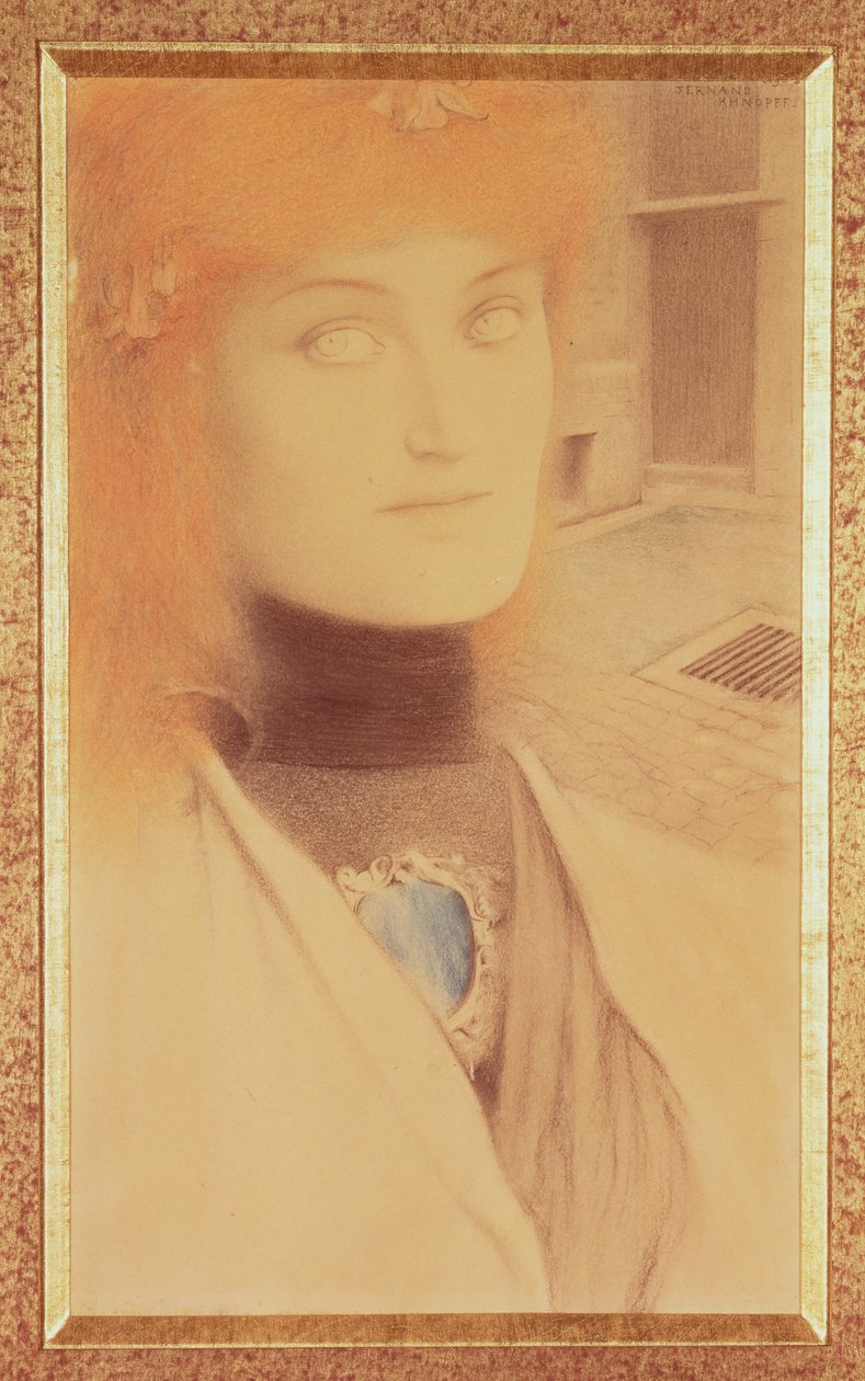 Kto mnie wyzwoli (ołówek kolorowy na papierze) autorstwa Fernand Khnopff