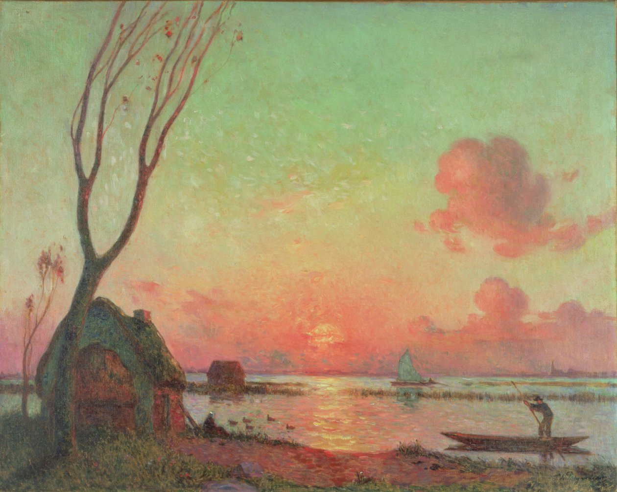 Zachód słońca w Grande Briere, ok. 1910 autorstwa Fernand Loyen du Puigaudeau