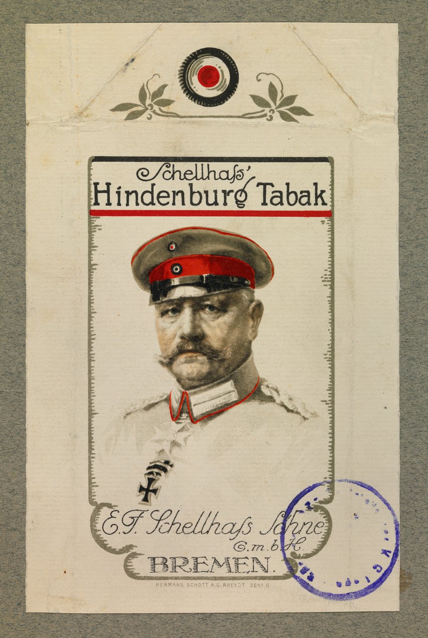 Portret Hindenbourga na paczce tytoniu autorstwa Fernand Barbier