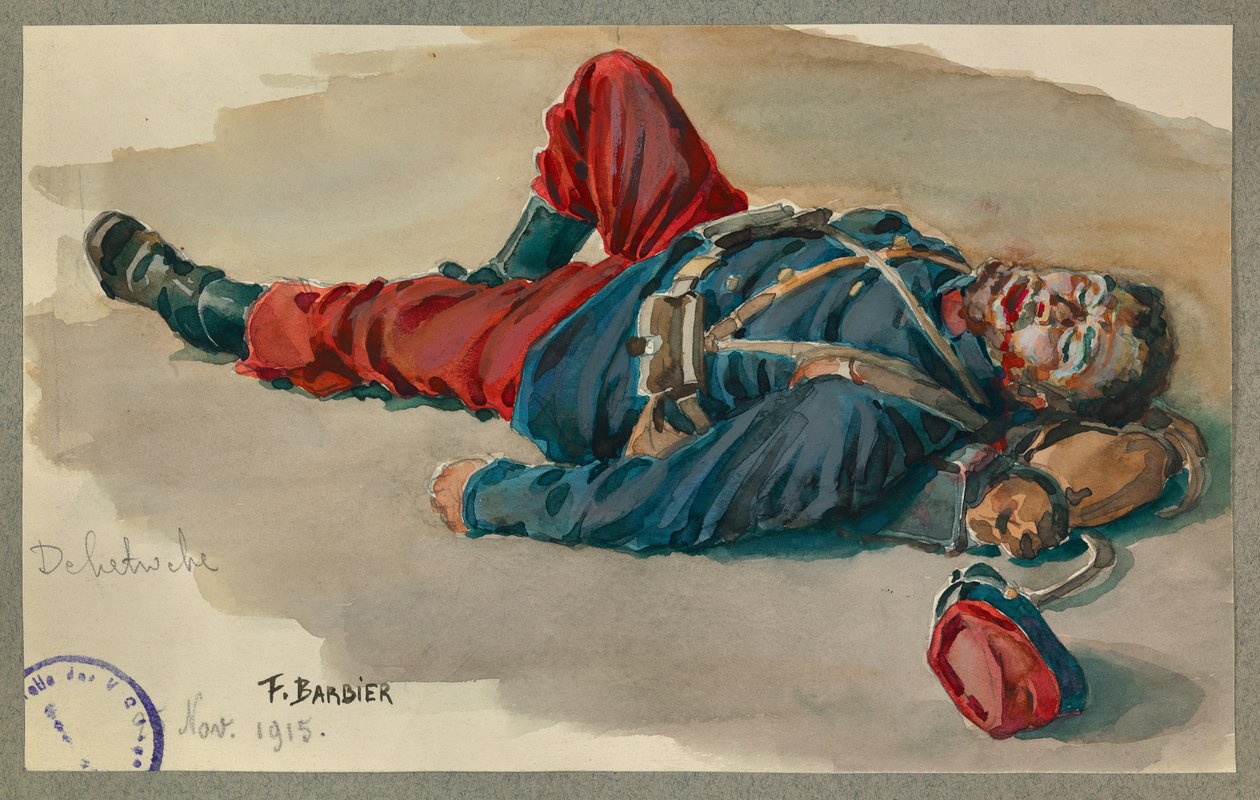 Szeregowy Delatroche gotów udawać martwego, Gustrow autorstwa Fernand Barbier