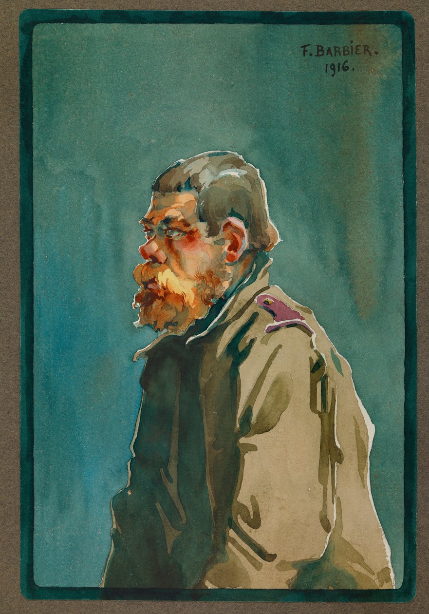 Rosyjski żołnierz wzięty do niewoli w 1916 roku, Gustrow (akwarela) autorstwa Fernand Barbier