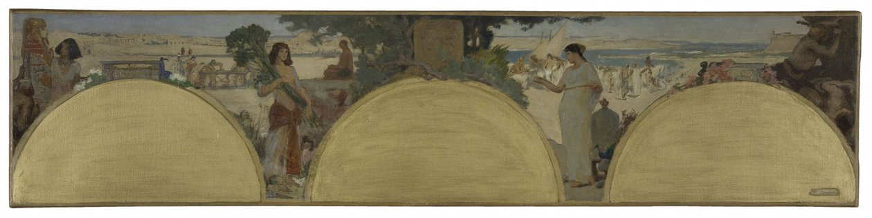 Szkic do Hôtel de Ville de Paris: Historia pisma - czasy starożytne, ok. 1890 (olej na płótnie) autorstwa Fernand Cormon