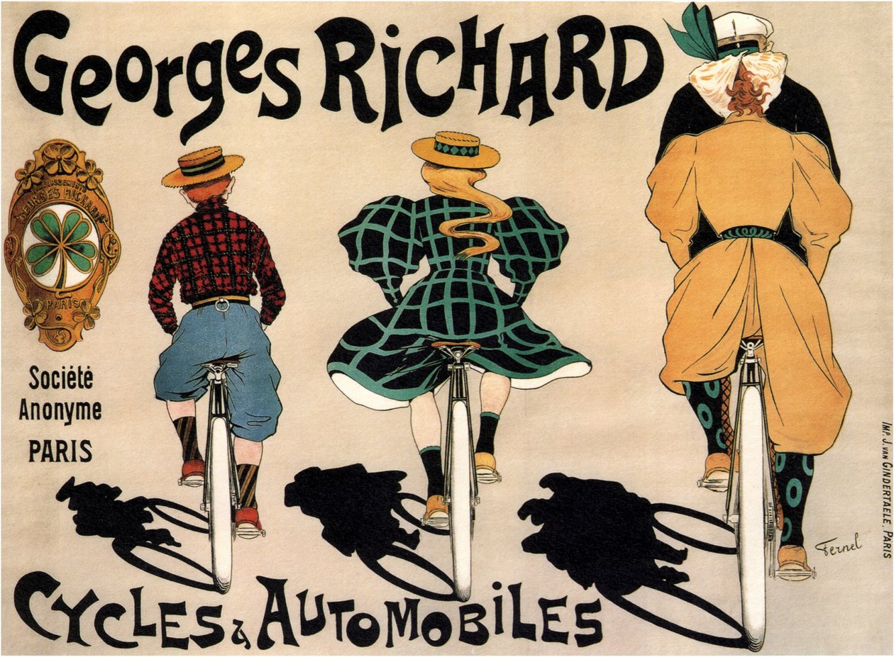 Rowery i samochody Georges Richard, 1896 autorstwa Fernand Fernel