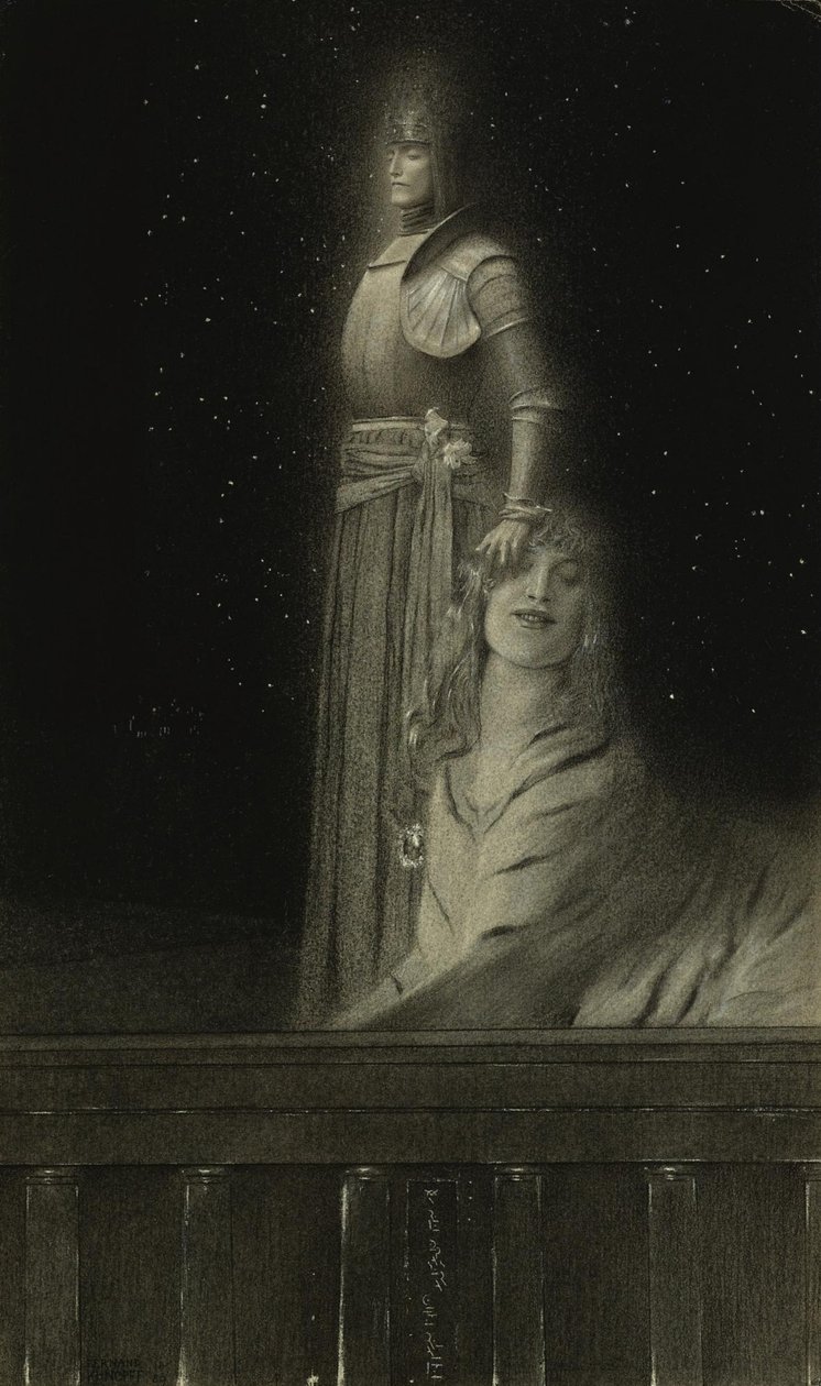 Avec Verhaeren: Un Ange With Verhaeren: An Angel, 1889. autorstwa Fernand Khnopff