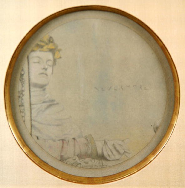 Marzyciel, ok. 1900 (ołówek i kolorowa kreda na szarym papierze) autorstwa Fernand Khnopff