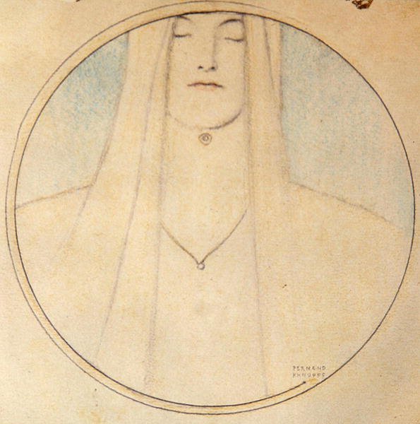 Głowa kobiety (pastel na papierze) autorstwa Fernand Khnopff