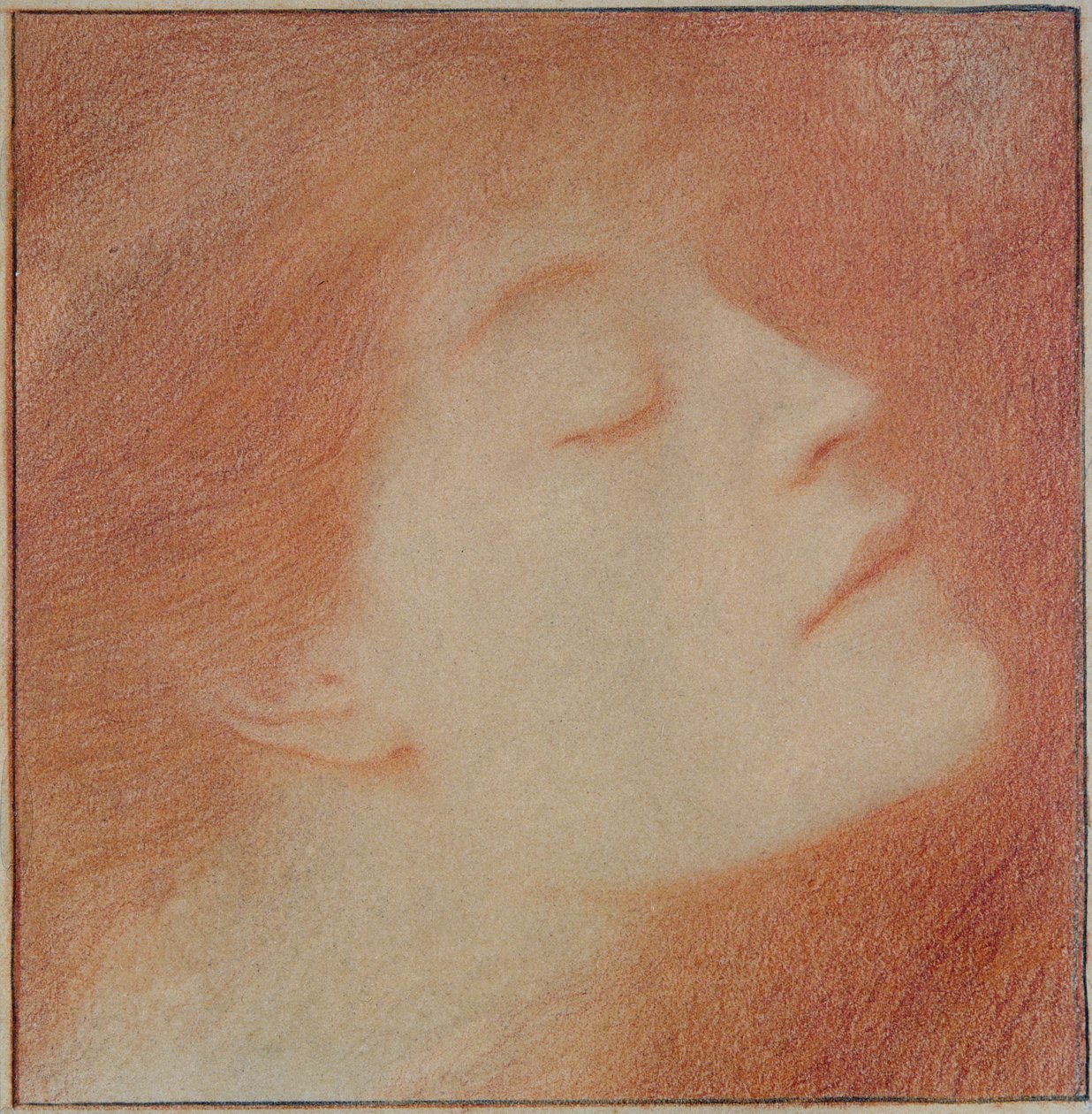Głowa kobiety, 1892 (kreda na papierze) autorstwa Fernand Khnopff