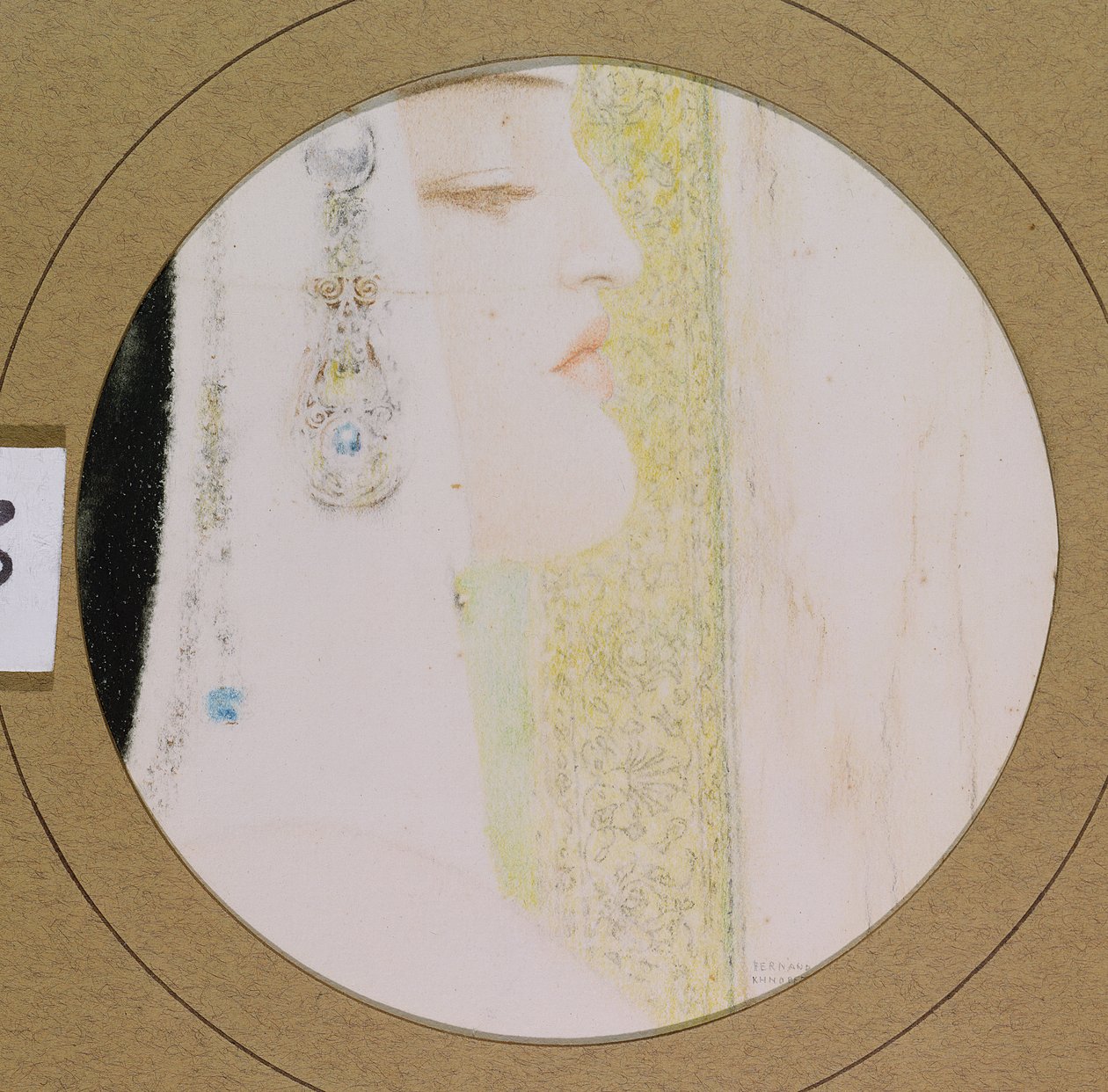 Głowa kobiety, ok. 1908 (pastel na papierze) autorstwa Fernand Khnopff