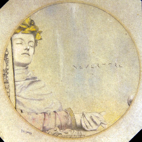 Nevermore (ołówek i kolorowe kredki na papierze) autorstwa Fernand Khnopff