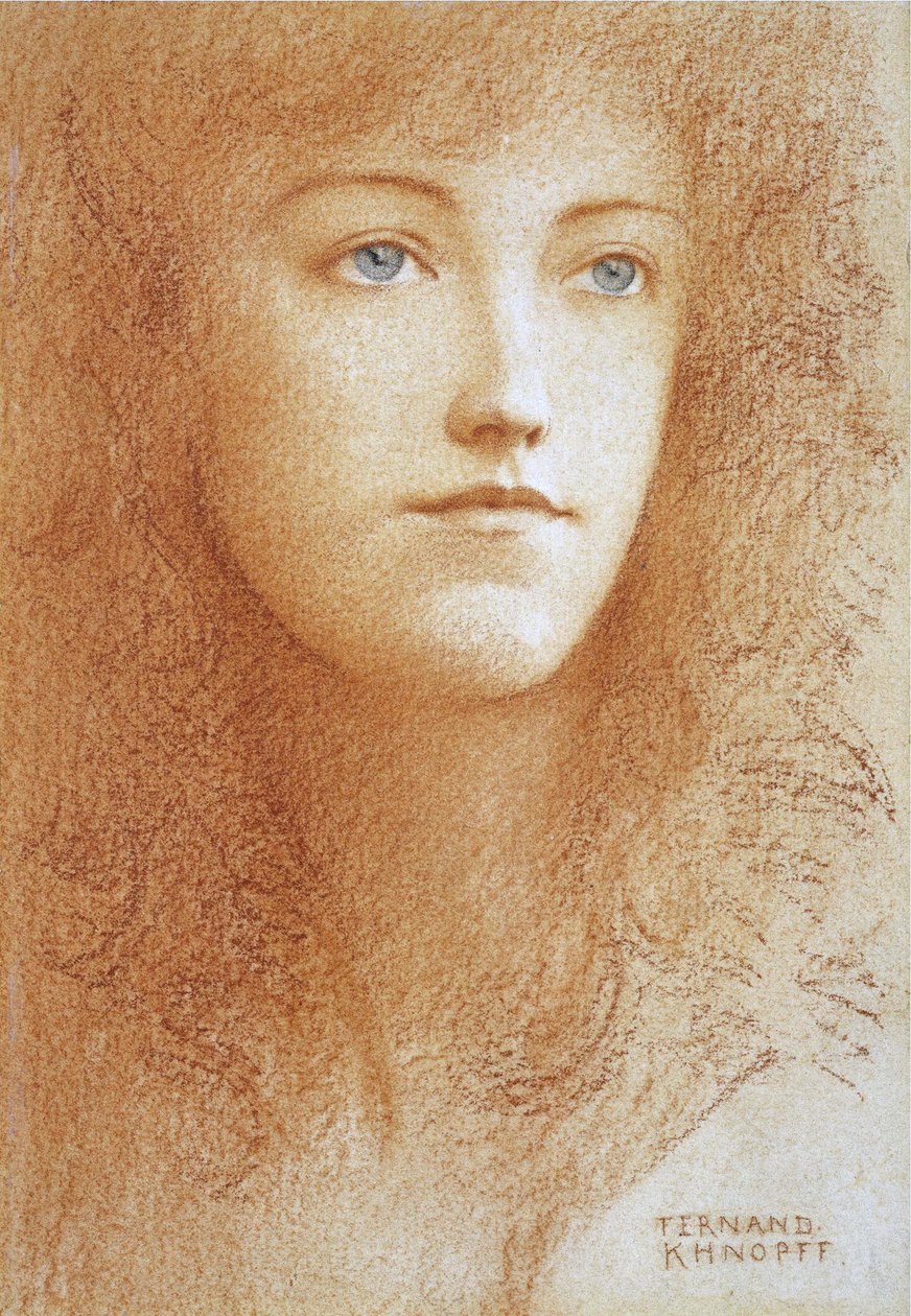 „Portret młodej Angielki” sangwinik na papierze, Fernand Khnopff (1858-1921) z ok. 1890 r. Kolekcja prywatna autorstwa Fernand Khnopff
