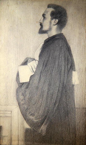 Portret mężczyzny (ołówek na papierze) autorstwa Fernand Khnopff