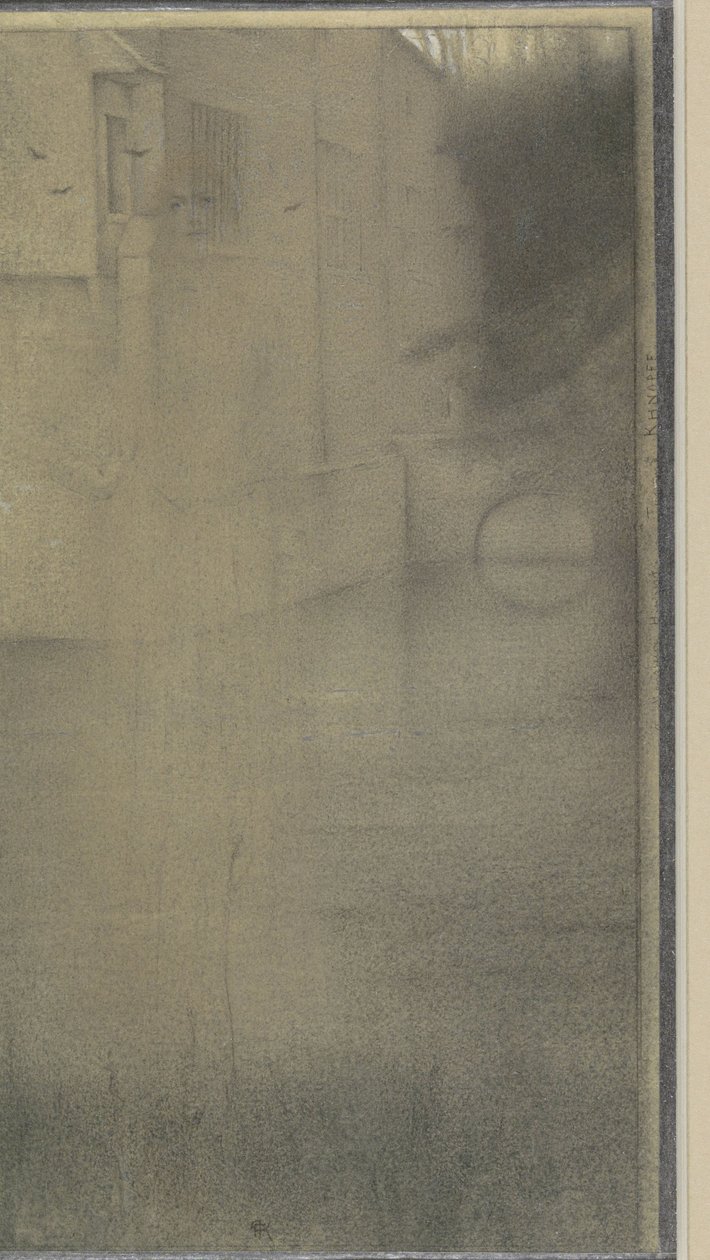 Cień kobiety przed domem otoczonym wodą autorstwa Fernand Khnopff