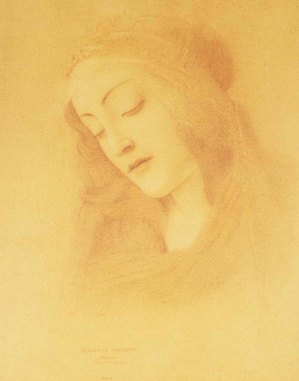 Dziewica według Botticellego; La Vierge d „Apres Botticelli, 1909 autorstwa Fernand Khnopff
