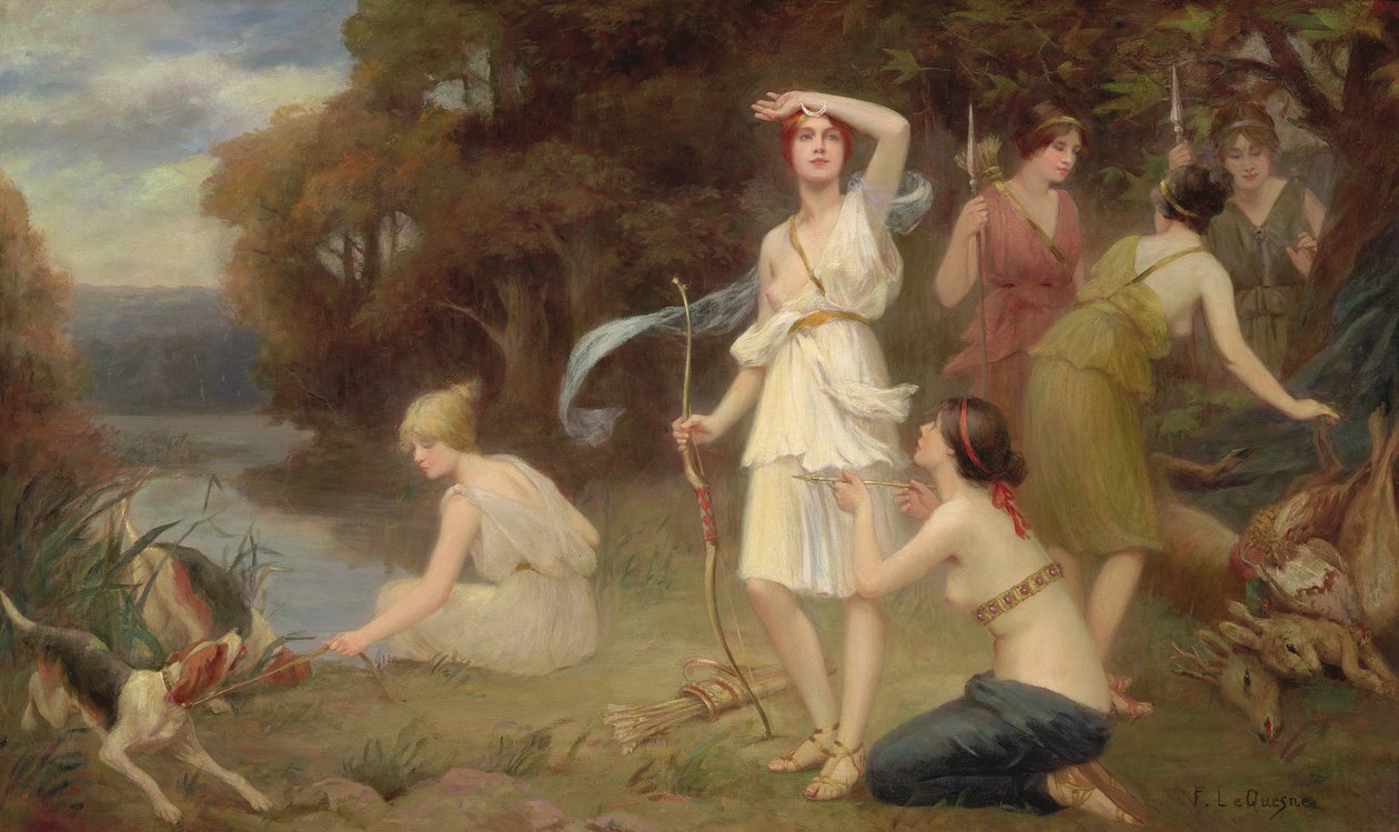 Diana i jej Polujące Panny autorstwa Fernand Le Quesne