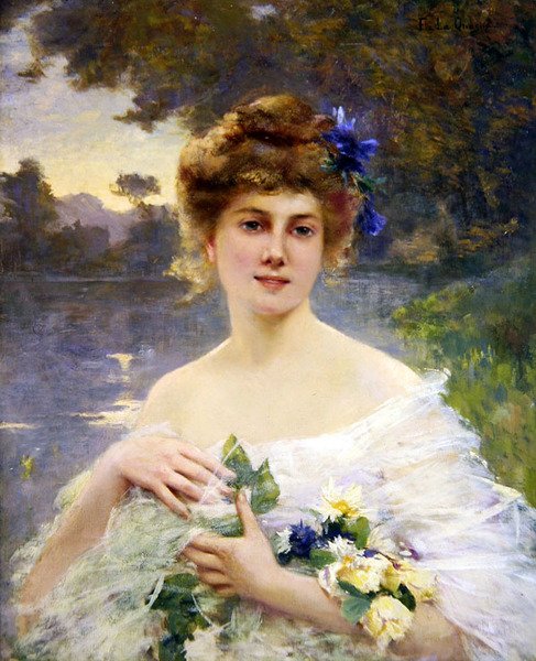 Portret dziewczynki (olej na płótnie) autorstwa Fernand Le Quesne