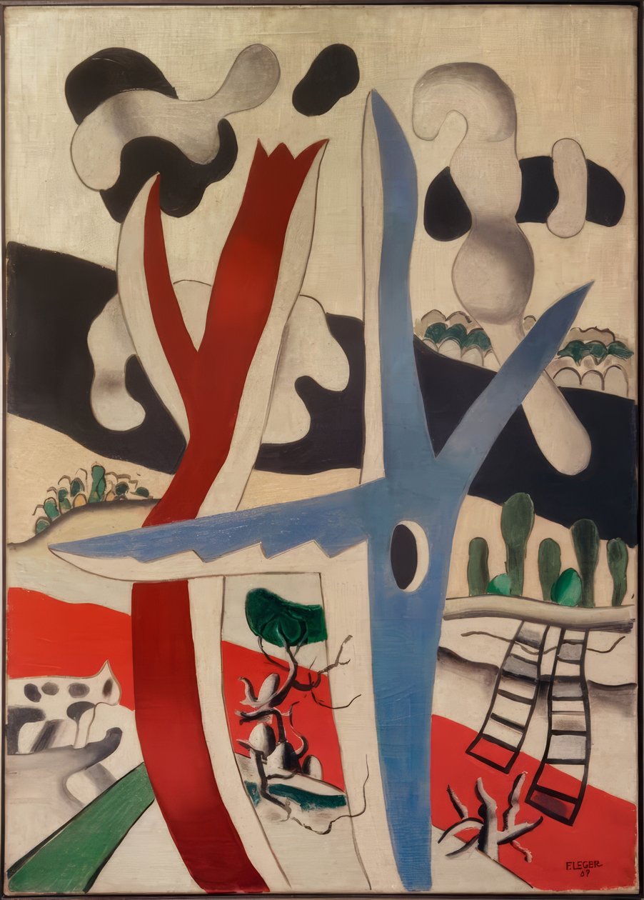 Krajobraz z niebieskim drzewem autorstwa Fernand Leger