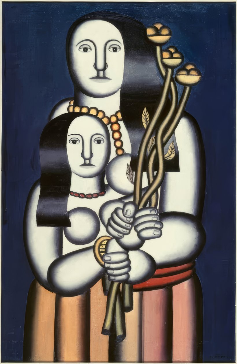 Dwie kobiety na niebieskim tle autorstwa Fernand Leger