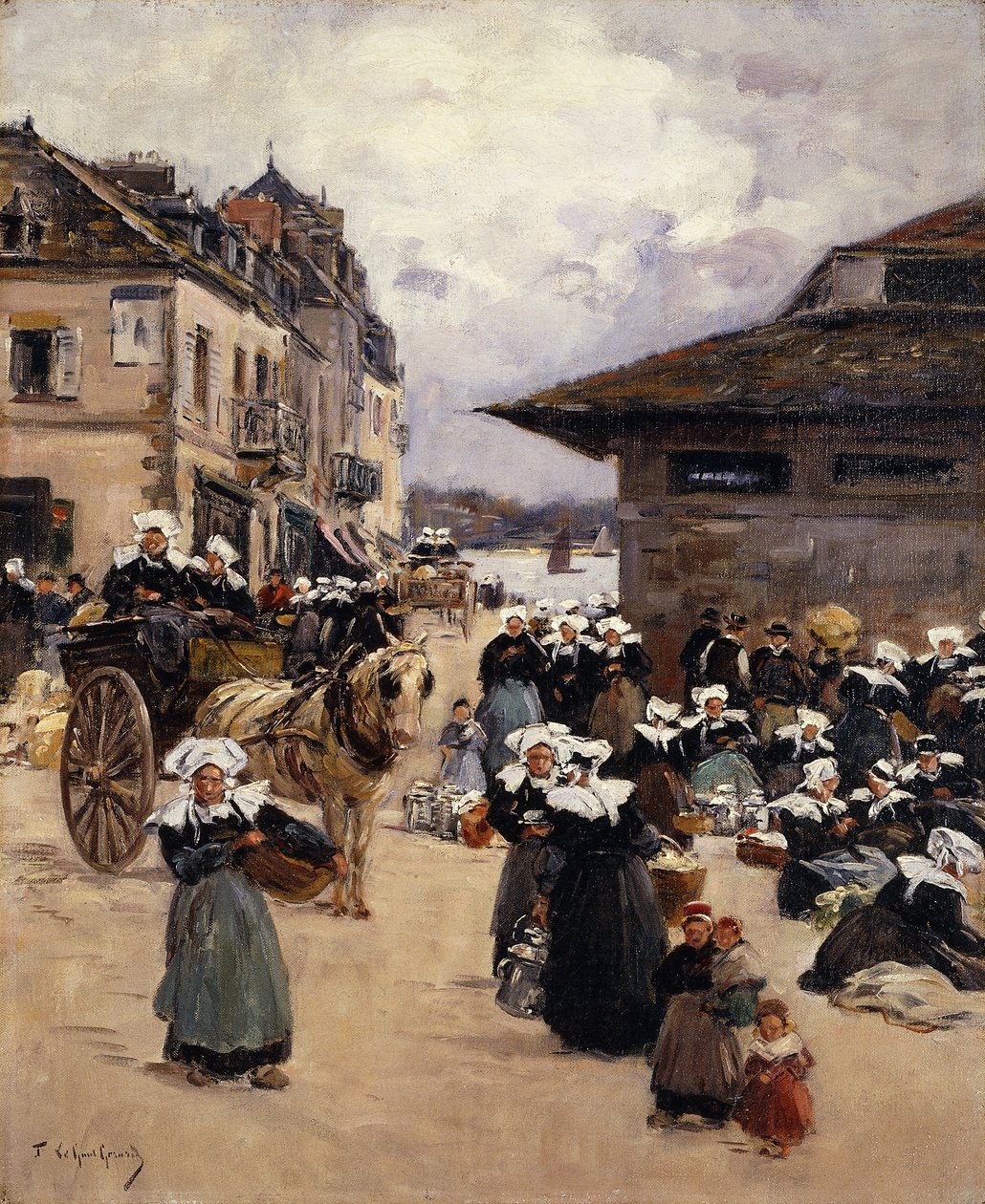 Rynek narożny w Concarneau; Corner of Marches w Concarneau, autorstwa Fernand Legout Gerard