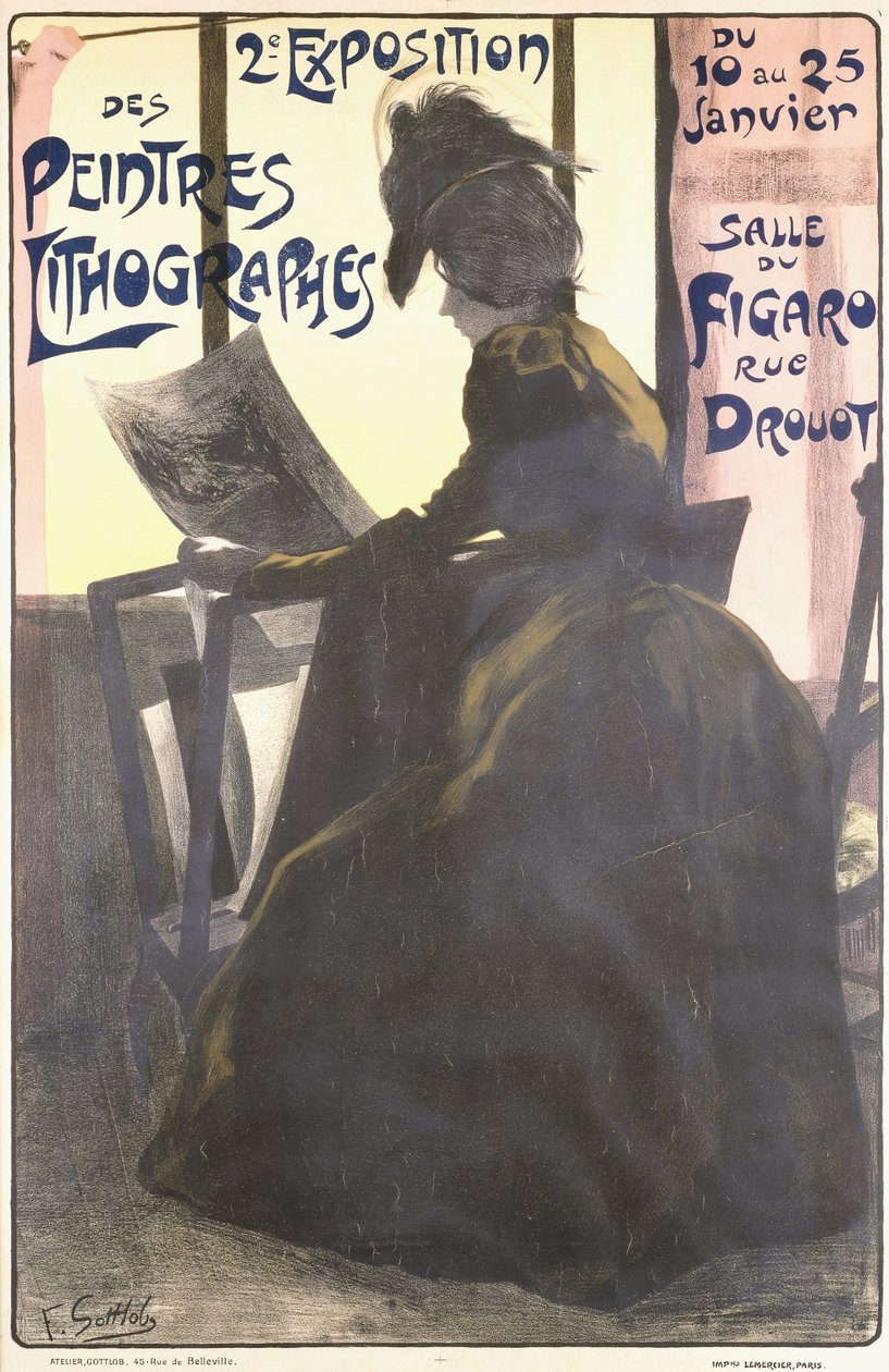 Plakat do „Drugiej wystawy malarzy litograficznych”, Salle du Figaro, Paryż autorstwa Fernand Louis Gottlob