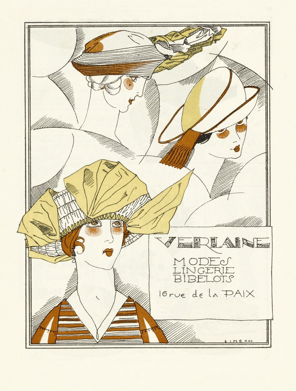Reklama dla Verlaine, Modes, Lingerie, Bibelots, wyd. 1914 (druk pochoir) autorstwa Fernand Siméon