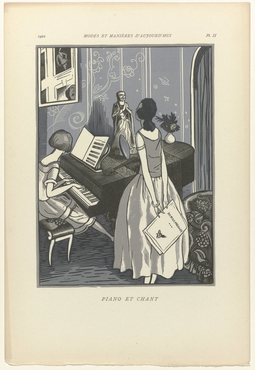 Dzisiejsze mody i maniery, 1922, pl. 2: Fortepian i śpiew autorstwa Fernand Siméon