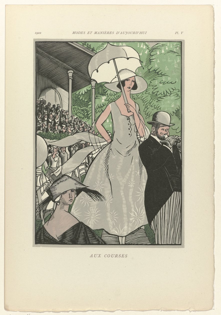 Dzisiejsze mody i maniery, 1922, pl. 5: Na wyścigach autorstwa Fernand Siméon