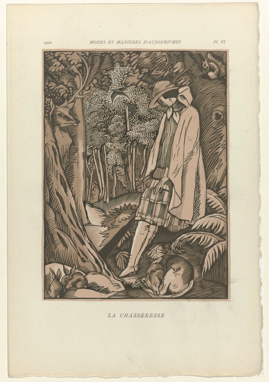 Dzisiejsze mody i maniery, 1922, pl. 6: Łowczyni autorstwa Fernand Siméon